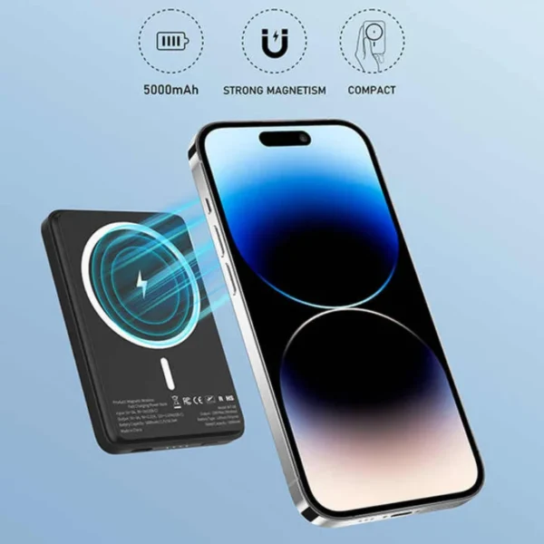 PowerMag Mini – 5000mAh Magnetic Wireless Power Bank - Image 3
