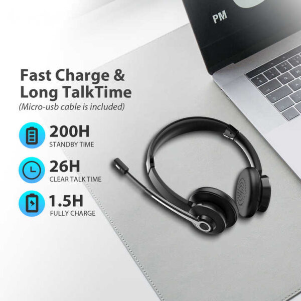 BT-786 – Wireless Bluetooth Headset with Noise-Canceling Microphone and Extended Battery Life - Image 3
