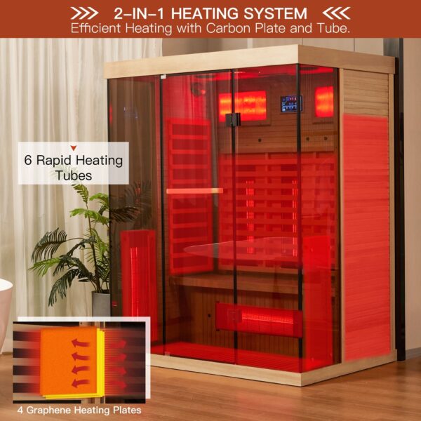 EROMMY Infrared Sauna 3 Person with Full Spectrum Heaters for Home or Gym - Image 6