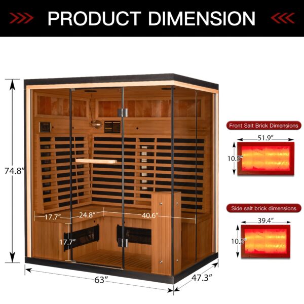 EROMMY Infrared Sauna 6 Person with Full Spectrum Heaters for Home or Gym - Image 7