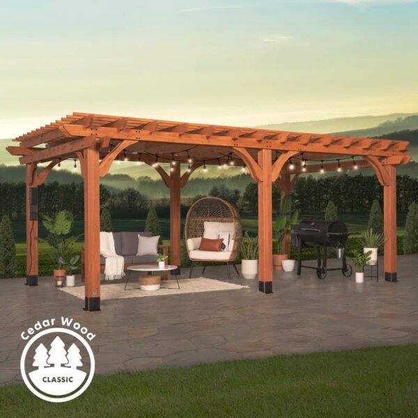 Beaumont 20 X 12 All Cedar Wooden Pergola - Image 9