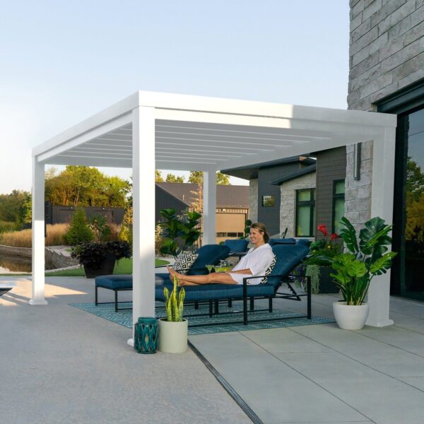 14x10 Windham Modern Steel Pergola With Sail Shade Soft Canopy - Image 9