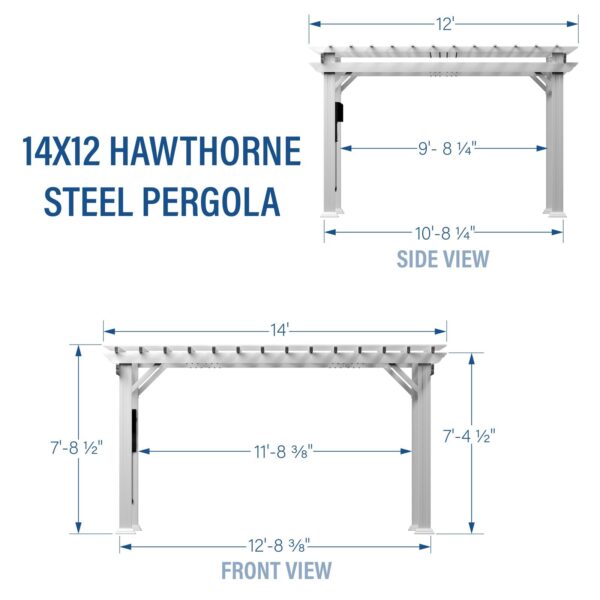 14x12 Hawthorne Traditional Steel Pergola With Sail Shade Soft Canopy - Image 3