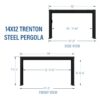14x12 Trenton Modern Steel Pergola With Sail Shade Soft Canopy - Image 4