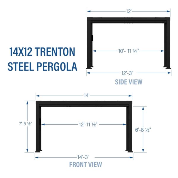 14x12 Trenton Modern Steel Pergola With Sail Shade Soft Canopy - Image 4