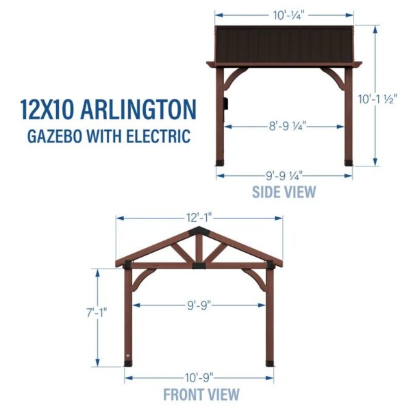 Arlington 12 Ft. W X 10 Ft. D Solid Wood Patio Gazebo - Image 3