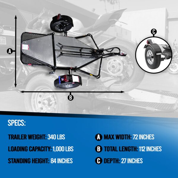 Single Ride-Up SRL Stand-Up™ Motorcycle Trailer - Image 2