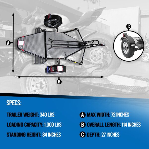 Go! Series Single Rail Folding Motorcycle Trailers - Image 2