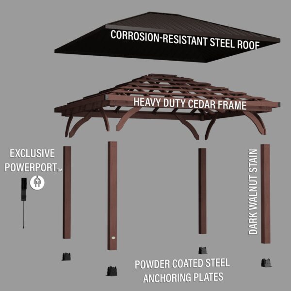 14x10 Cordova Gazebo-Dark Brown - Image 9