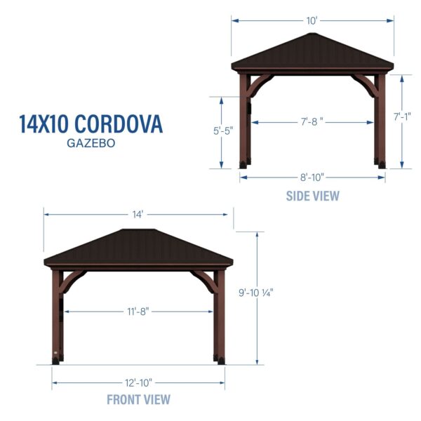 14x10 Cordova Gazebo-Dark Brown - Image 3