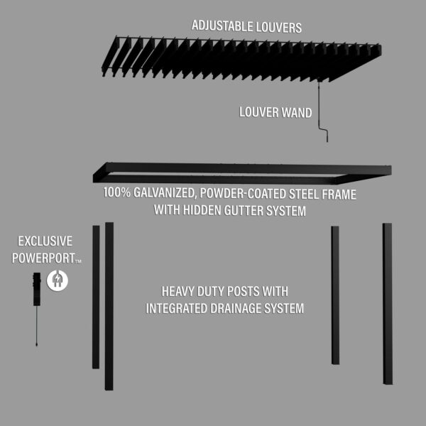 14x10 Sarasota Steel Louvered Pergola - Image 19