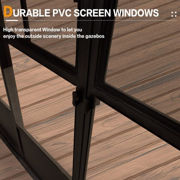 Hardtop Gazebo For Patio Screen House Backyard Sunroom With LED Lights Outdoor Aluminum Solarium Canopy 12' x 14' - Image 11