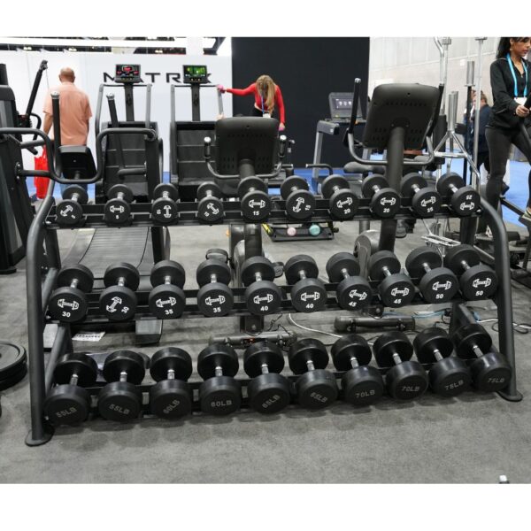 3-Tier Commercial Dumbbell Rack - Black - Image 3