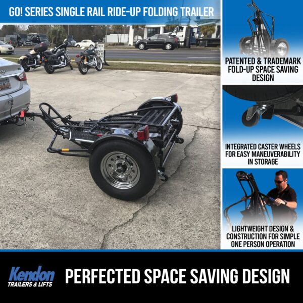Go! Series Single Rail Ride-Up Folding Motorcycle Trailer - Image 4