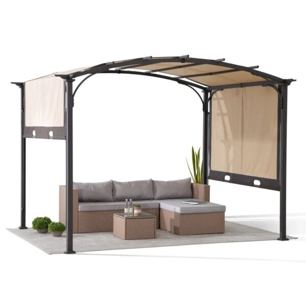 Lindt 9.5 X 11 Ft. Outdoor Steel Arched Pergola with Adjustable Canopy - Image 4
