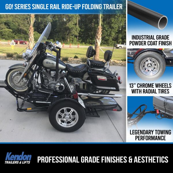 Go! Series Single Rail Ride-Up Folding Motorcycle Trailer - Image 5