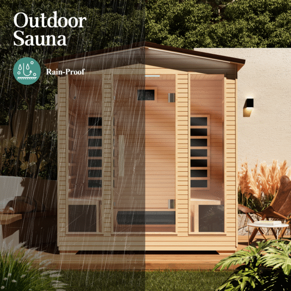 EROMMY Outdoor Sauna 4 Person, Far Infrared Wooden Sauna, Personal Sauna with Bluetooth Speaker and Changeable Chromotherapy Lighting - Image 8