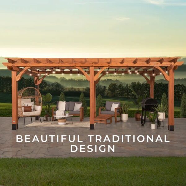 Beaumont 20 X 12 All Cedar Wooden Pergola - Image 12