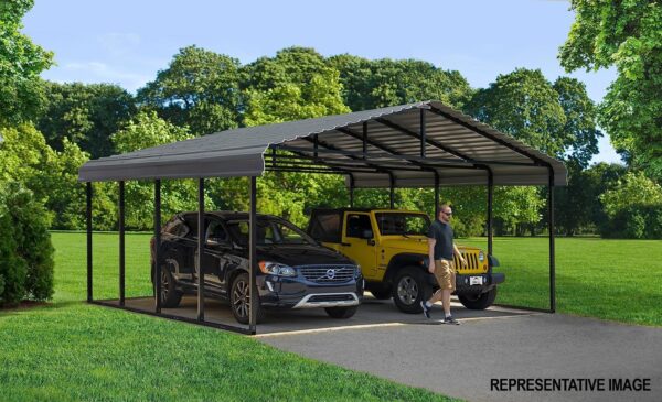 Arrow Carport, 12 ft. x 24ft. x 9ft. Charcoal 12′ x 24′ x 9′ - Image 11