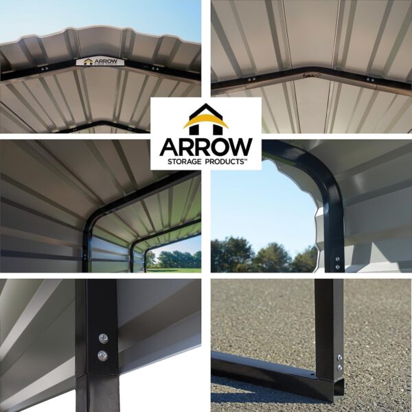 Arrow Carport, 12 ft. x 24ft. x 9ft. Charcoal 12′ x 24′ x 9′ - Image 7