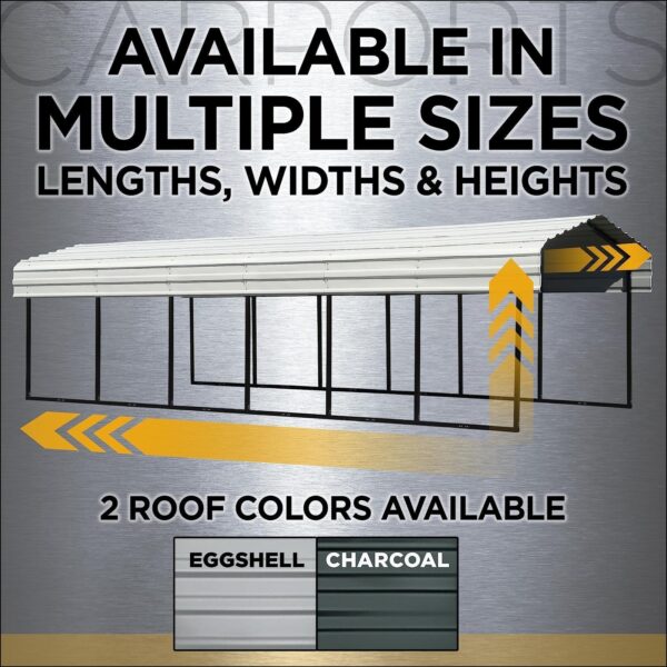 Arrow Carport, 12 ft. x 24ft. x 9ft. Charcoal 12′ x 24′ x 9′ - Image 8