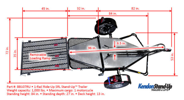 Go! Series Single Rail Ride-Up Folding Motorcycle Trailer - Image 10
