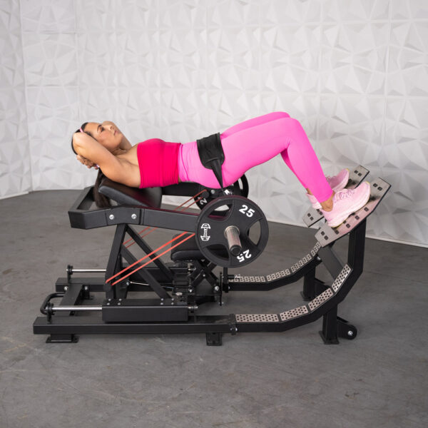 Excel Hip Thrust Glute Machine - Muscle D Fitness - Plate Loaded Hip Thrust - Band Compatable - Easily Adjustable
