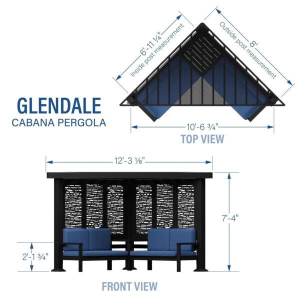Glendale Modern Steel Cabana Pergola with Conversational Seating - Image 5