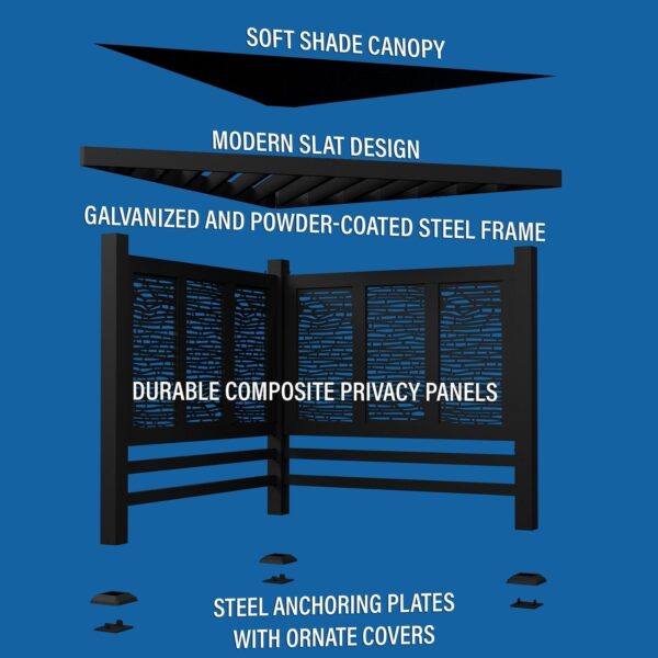 Glenview Modern Steel Cabana Pergola - Image 8