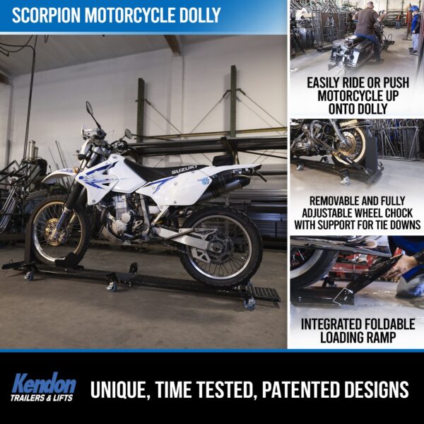 Kendon Folding Scorpion Motorcycle Dolly with Adjustable Wheel Chock - Image 3