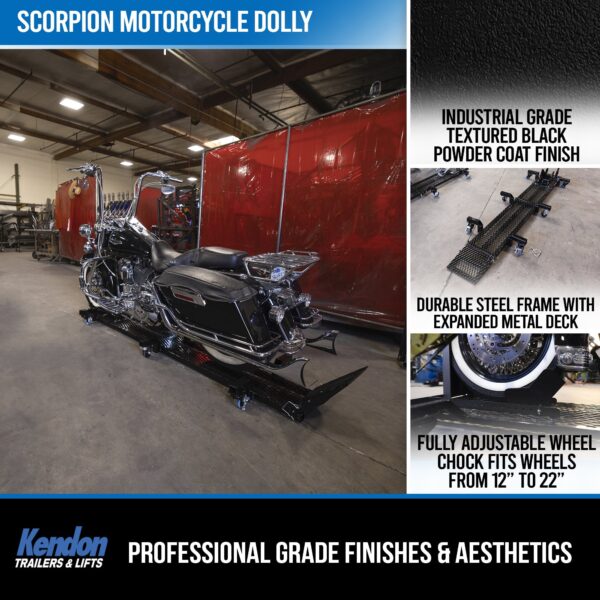 Kendon Folding Scorpion Motorcycle Dolly with Adjustable Wheel Chock - Image 5