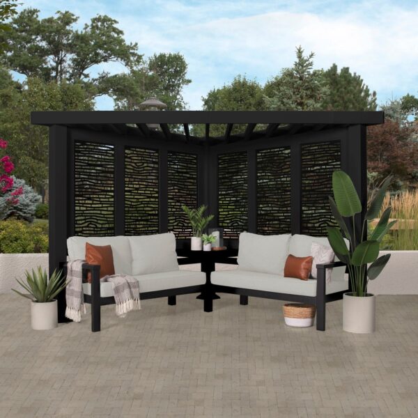 Glendale Modern Steel Cabana Pergola with Conversational Seating - Image 2