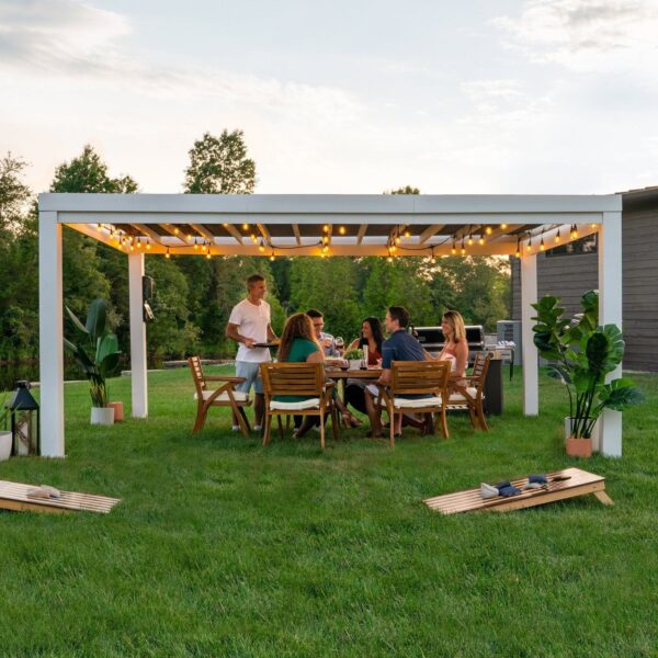 16x12 Windham Modern Steel Pergola With Sail Shade Soft Canopy - Image 2