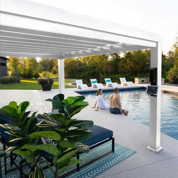14x10 Windham Modern Steel Pergola With Sail Shade Soft Canopy - Image 8