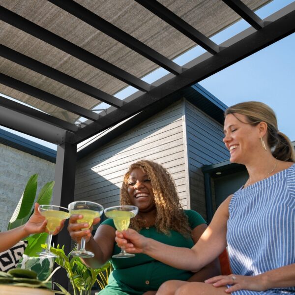 14x12 Trenton Modern Steel Pergola With Sail Shade Soft Canopy - Image 7