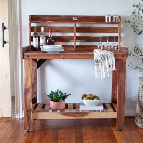 Potting Table/Bench/Serving Bar - Acacia Wood - Image 11