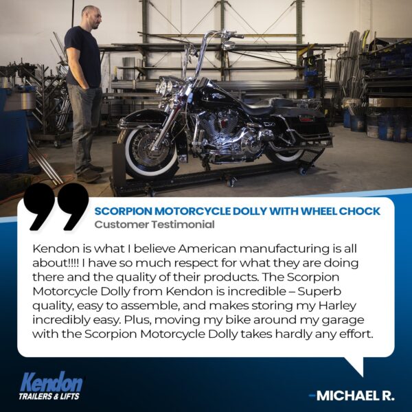 Kendon Folding Scorpion Motorcycle Dolly with Adjustable Wheel Chock - Image 6