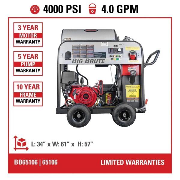 Simpson BB65106 Big Brute Professional 4000 PSI (Gas-Hot Water) Pressure Washer - Image 14