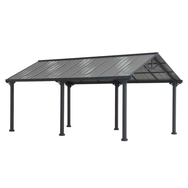 AutoCove 12x20 Gray Steel Frame Gable Roof Metal Carport/Gazebo with 2 Ceiling Hooks - Image 2