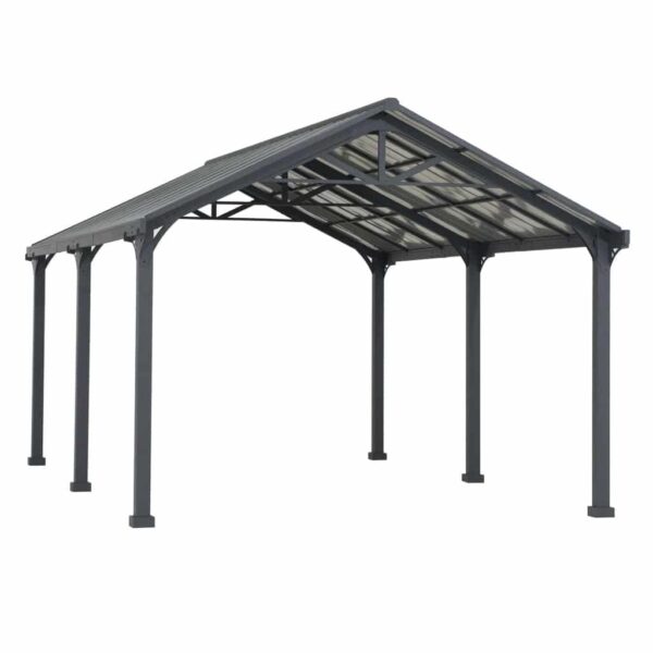 AutoCove 12x20 Gray Steel Frame Gable Roof Metal Carport/Gazebo with 2 Ceiling Hooks