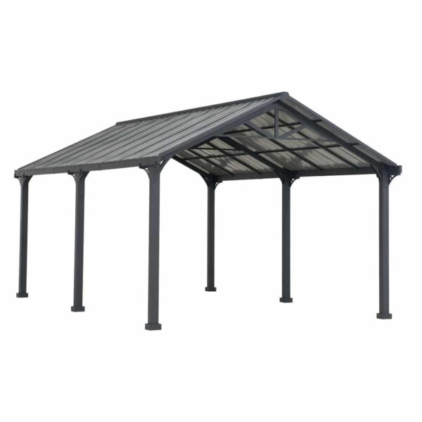 AutoCove 12x20 Gray Steel Frame Gable Roof Metal Carport/Gazebo with 2 Ceiling Hooks - Image 17