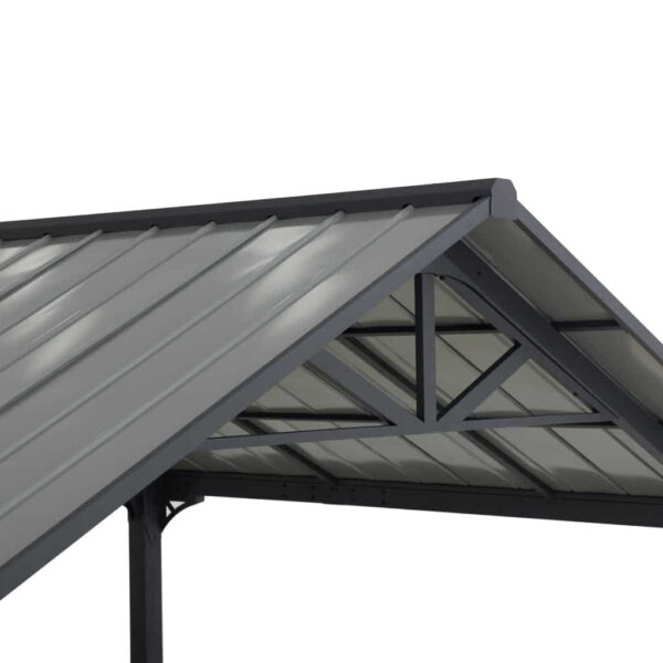 AutoCove 12x20 Gray Steel Frame Gable Roof Metal Carport/Gazebo with 2 Ceiling Hooks - Image 14