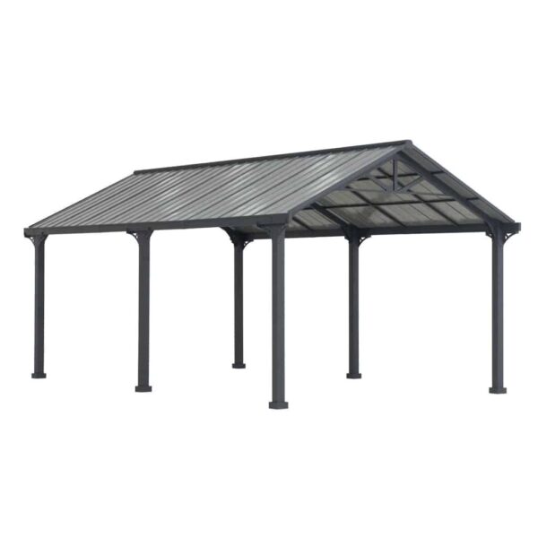 AutoCove 12x20 Gray Steel Frame Gable Roof Metal Carport/Gazebo with 2 Ceiling Hooks - Image 16