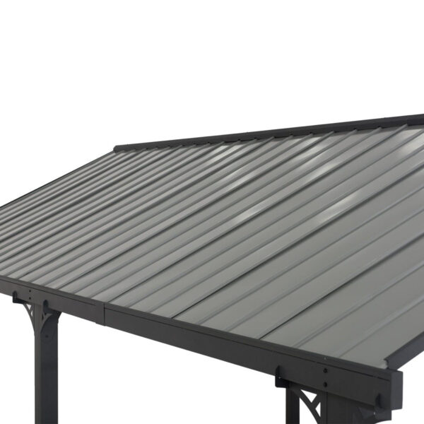 AutoCove 12x20 Gray Steel Frame Gable Roof Metal Carport/Gazebo with 2 Ceiling Hooks - Image 15