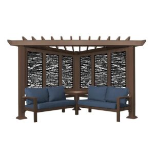 Glendale Modern Steel Pergola with Canopy / Finish: Red
