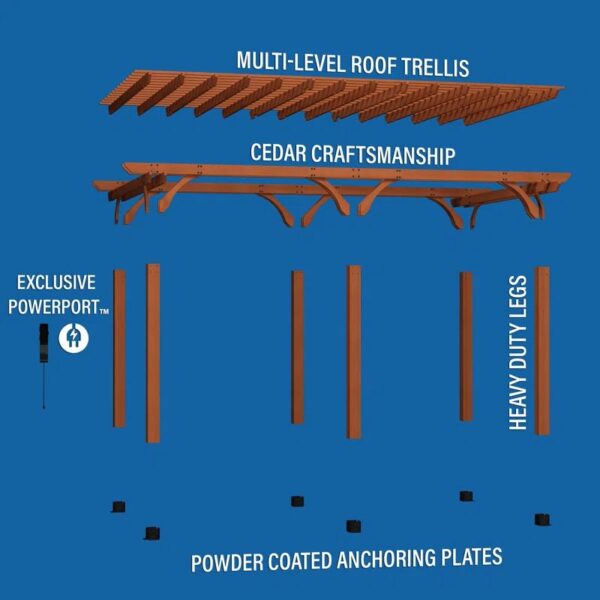 Beaumont 20 X 12 All Cedar Wooden Pergola - Image 13