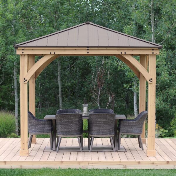 Meridian Solid Wood Patio Gazebo 10 Ft. W x 10 Ft. D - Image 4