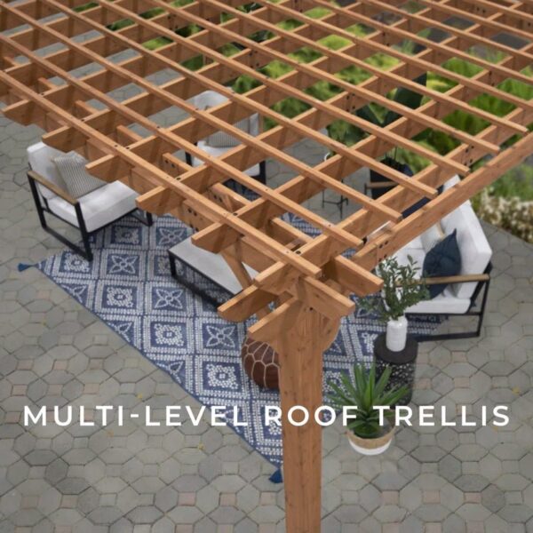 Beaumont 20 X 12 All Cedar Wooden Pergola - Image 14