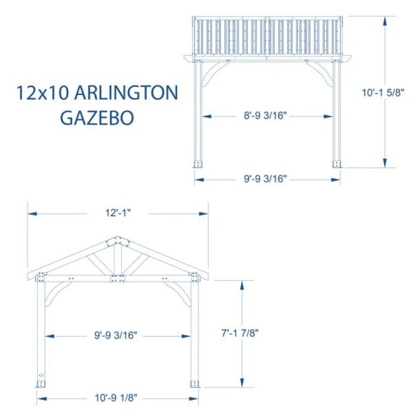 Arlington 12 Ft. W X 10 Ft. D Solid Wood Patio Gazebo - Image 12