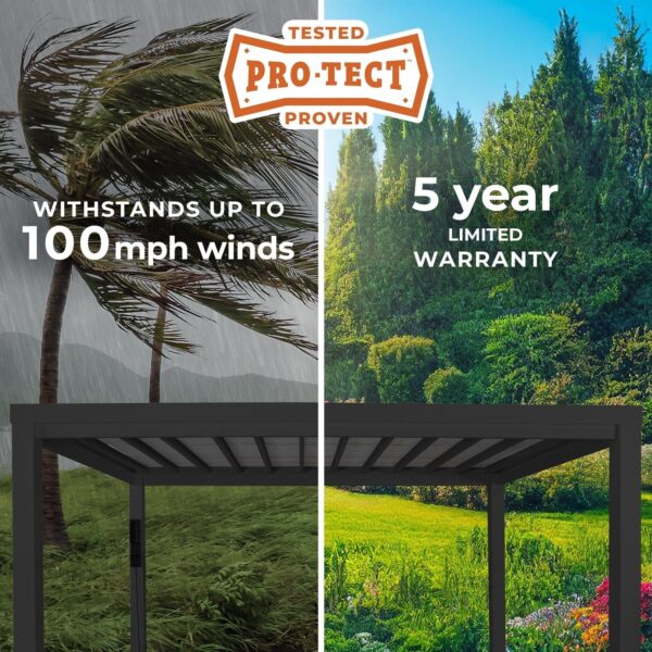 14x12 Trenton Modern Steel Pergola With Sail Shade Soft Canopy - Image 5